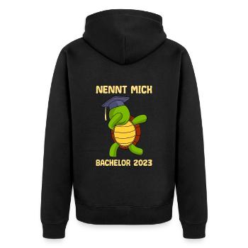 Nennt mich Bachelor 2023 Bachelor Abschluss - Unisex Premium Bio Zip Hoodie - Schwarz - Hinten - Nico (187cm)