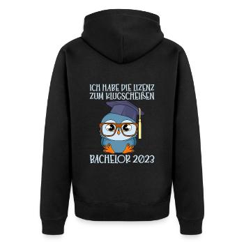 Bachelor 2023 Bachelor Abschluss - Unisex Premium Bio Zip Hoodie - Schwarz - Hinten - Nico (187cm)