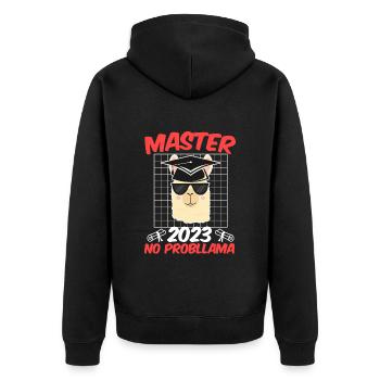 Master 2023 NO Probllama Master Degree - Unisex Premium Organic Zip Hoodie - black - Back - Nico (187cm)