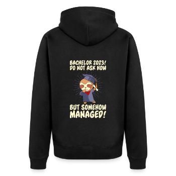 Somehow made the Bachelor 2023 - Unisex Premium Organic Zip Hoodie - black - Back - Nico (187cm)