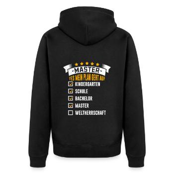 Checklist My Plan Works Master's Degree - Unisex Premium Organic Zip Hoodie - black - Back - Nico (187cm)