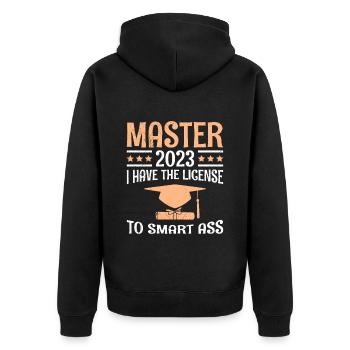The license to the clever shit 2023 Master's degree - Unisex Premium Organic Zip Hoodie - black - Back - Nico (187cm)