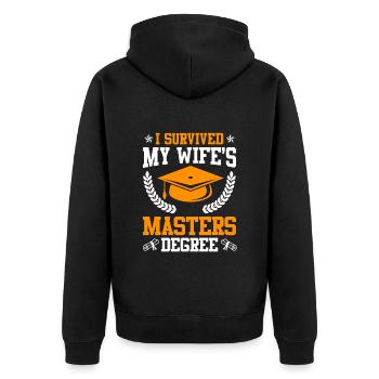 Survécu Ma femme a une maîtrise - Veste à capuche bio Premium Unisexe - noir - Dos - Nico (187cm)