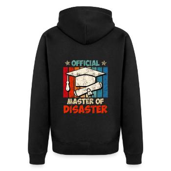 Offizieller Master vom Disaster Master Abschluss - Unisex Premium Bio Zip Hoodie - Schwarz - Hinten - Nico (187cm)