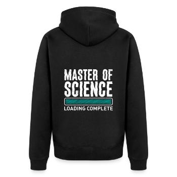 Master Abschluss loading Master of Science - Unisex Premium Bio Zip Hoodie - Schwarz - Hinten - Nico (187cm)