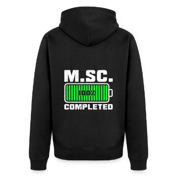 Loading complete Masterabschluss Master of Science - Unisex Premium Bio Zip Hoodie - Schwarz - Hinten - Nico (187cm)