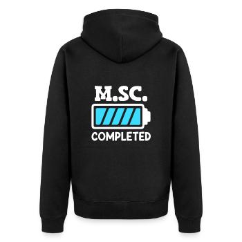 M.Sc completed finally finished Master of Science - Unisex Premium Organic Zip Hoodie - black - Back - Nico (187cm)