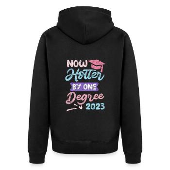 Einen Abschluss heißer 2023 Master Abschluss - Unisex Premium Bio Zip Hoodie - Schwarz - Hinten - Nico (187cm)