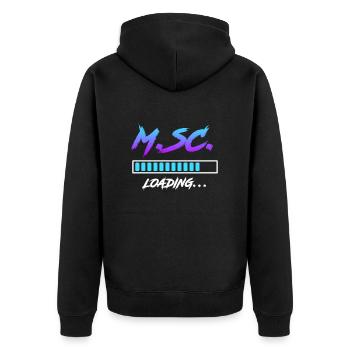 Master s Degree loading Master of Science - Unisex Premium Bio Zip Hoodie - Schwarz - Hinten - Nico (187cm)
