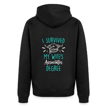 Survived My Wife Graduated from College - Unisex Premium Organic Zip Hoodie - black - Back - Nico (187cm)