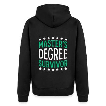 Masters degree survivor Master Abschluss - Unisex Premium Bio Zip Hoodie - Schwarz - Hinten - Nico (187cm)