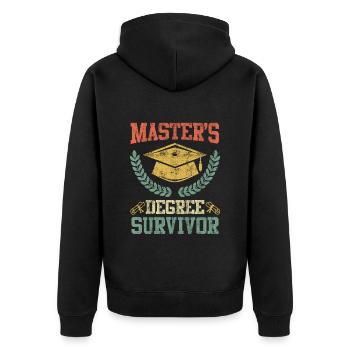 Fertig Masters Degree Survivor Master Abschluss - Unisex Premium Bio Zip Hoodie - Schwarz - Hinten - Nico (187cm)