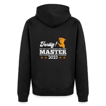 Ich bin fertig Studium 2023 Master Abschluss - Unisex Premium Bio Zip Hoodie - Schwarz - Hinten - Nico (187cm)