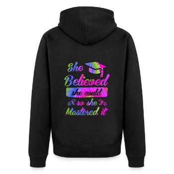 Elle a maîtrisé le Master - Veste à capuche bio Premium Unisexe - noir - Dos - Nico (187cm)