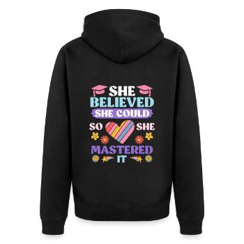Elle a maîtrisé le Master - Veste à capuche bio Premium Unisexe - noir - Dos - Nico (187cm)