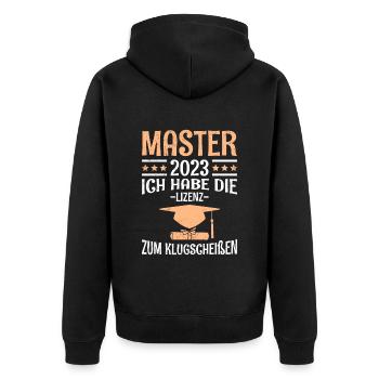 The license to the clever shit 2023 Master's degree - Unisex Premium Organic Zip Hoodie - black - Back - Nico (187cm)