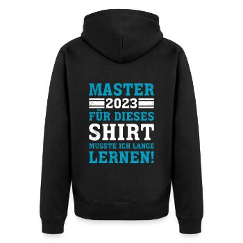 Pour la chemise j’ai dû attendre Master 2023 - Veste à capuche bio Premium Unisexe - noir - Dos - Nico (187cm)