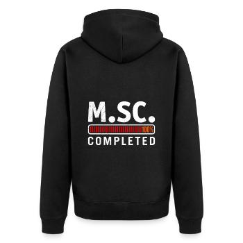 M.Sc completed Master Abschluss Master of Science - Unisex Premium Bio Zip Hoodie - Schwarz - Hinten - Nico (187cm)