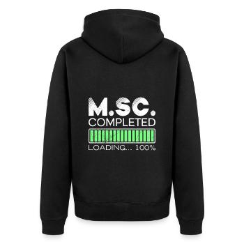 M.Sc loading completed Master of Science - Unisex Premium Bio Zip Hoodie - Schwarz - Hinten - Nico (187cm)