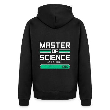 Loading complete Masterabschluss Master of Science - Unisex Premium Bio Zip Hoodie - Schwarz - Hinten - Nico (187cm)