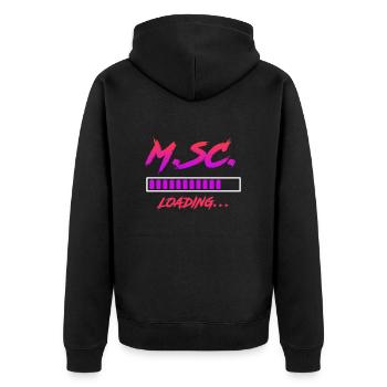 Master s Degree loading Master of Science - Unisex Premium Bio Zip Hoodie - Schwarz - Hinten - Nico (187cm)