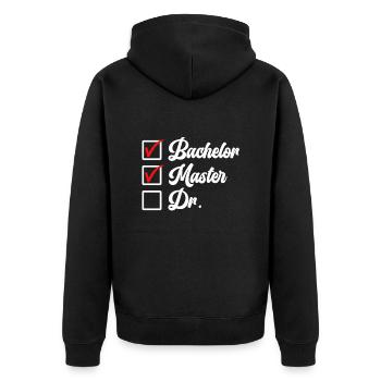 Bachelor's degree Master's degree Doctorate - Unisex Premium Organic Zip Hoodie - black - Back - Nico (187cm)