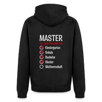Kindergarten World Domination Master's Degree - Unisex Premium Organic Zip Hoodie - black - Back - Nico (187cm)