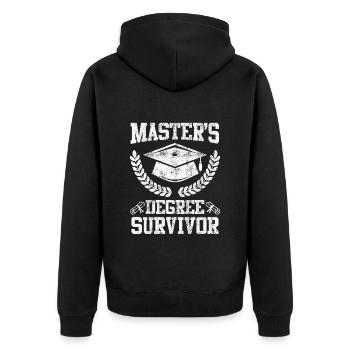 Fertig Masters Degree Survivor Master Abschluss - Unisex Premium Bio Zip Hoodie - Schwarz - Hinten - Nico (187cm)
