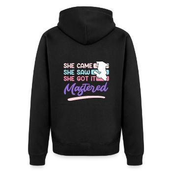 She came she saw her mastered master's degree - Unisex Premium Organic Zip Hoodie - black - Back - Nico (187cm)