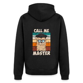 Call Me Master Lama Fan Master Degree - Unisex Premium Organic Zip Hoodie - black - Back - Nico (187cm)