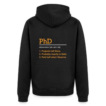 Ph.D Survivant J’ai survécu Docteur Doctorat - Veste à capuche bio Premium Unisexe - noir - Dos - Nico (187cm)