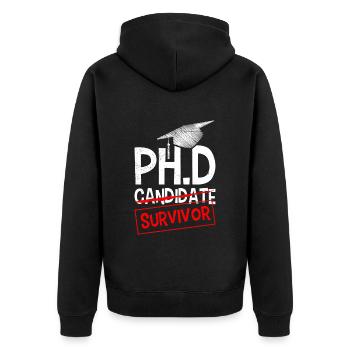 Ph.D J’ai survécu J’ai un doctorat - Veste à capuche bio Premium Unisexe - noir - Dos - Nico (187cm)