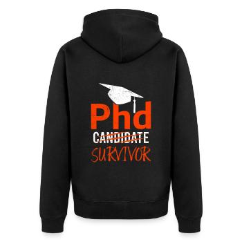 Ph.D J’ai survécu J’ai un doctorat - Veste à capuche bio Premium Unisexe - noir - Dos - Nico (187cm)