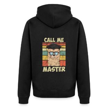 Call Me Master Lama Fan Master Degree - Unisex Premium Organic Zip Hoodie - black - Back - Nico (187cm)