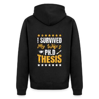 Le doctorat survit au doctorat de ma femme - Veste à capuche bio Premium Unisexe - noir - Dos - Nico (187cm)