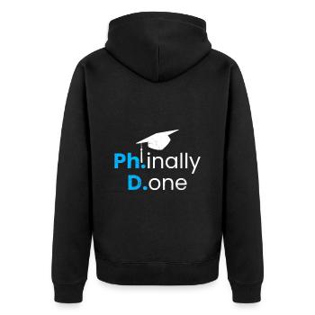 Phinished Done Enfin terminé Ph.D Ph.D Diplôme - Veste à capuche bio Premium Unisexe - noir - Dos - Nico (187cm)