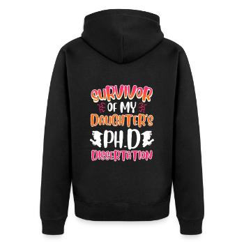 Überlebt Meine Tochter hat einen Doktortitel - Unisex Premium Bio Zip Hoodie - Schwarz - Hinten - Nico (187cm)