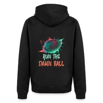 Run the Damn Ball Fantasy Football - Veste à capuche bio Premium Unisexe - noir - Dos - Nico (187cm)