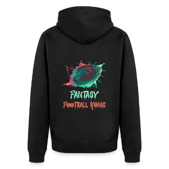 Fantasy Football König - Unisex Premium Bio Zip Hoodie - Schwarz - Hinten - Nico (187cm)