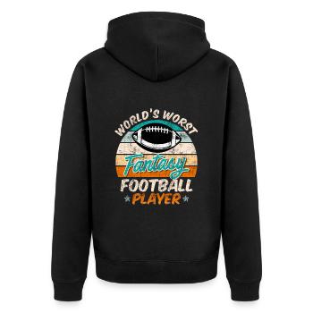 Schlechtester Fantasy Football Spieler - Unisex Premium Bio Zip Hoodie - Schwarz - Hinten - Nico (187cm)