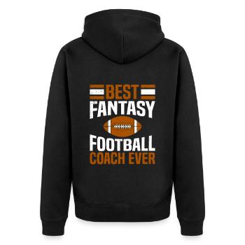 Bester Fantasy Football Coach aller Zeiten - Unisex Premium Bio Zip Hoodie - Schwarz - Hinten - Nico (187cm)