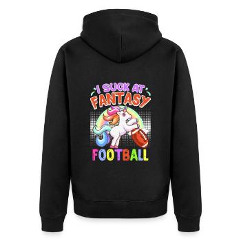 Ich suck at Fantasy Football Loser - Unisex Premium Organic Zip Hoodie - black - Back - Nico (187cm)
