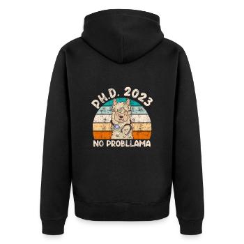 Doctorat 2023 Pas de Probllama PhD Doctorat - Veste à capuche bio Premium Unisexe - noir - Dos - Nico (187cm)