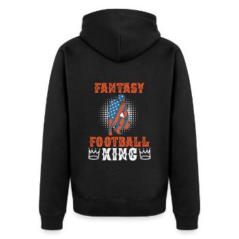 Fantasy Football König - Unisex Premium Bio Zip Hoodie - Schwarz - Hinten - Nico (187cm)