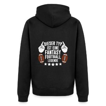Dieser Typ ist eine Fantasy Football Legende - Unisex Premium Bio Zip Hoodie - Schwarz - Hinten - Nico (187cm)