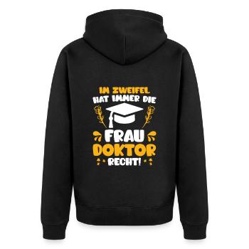 Le docteur a toujours raison Ph.D doctorat - Veste à capuche bio Premium Unisexe - noir - Dos - Nico (187cm)