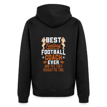 Bester Fantasy Football Coach - Unisex Premium Bio Zip Hoodie - Schwarz - Hinten - Nico (187cm)