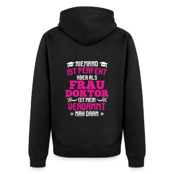 Le docteur a toujours raison Ph.D doctorat - Veste à capuche bio Premium Unisexe - noir - Dos - Nico (187cm)