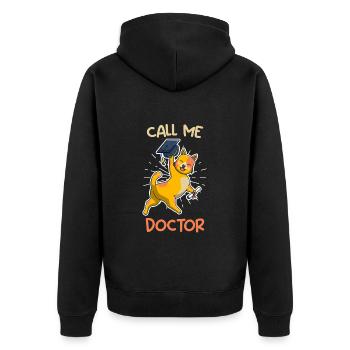 Nenn mich Doktor Abschluss Doktortitel - Unisex Premium Bio Zip Hoodie - Schwarz - Hinten - Nico (187cm)