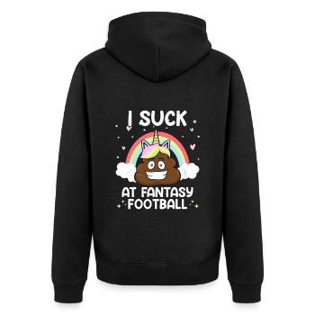 I suck at fantasy football - Unisex Premium Organic Zip Hoodie - black - Back - Nico (187cm)